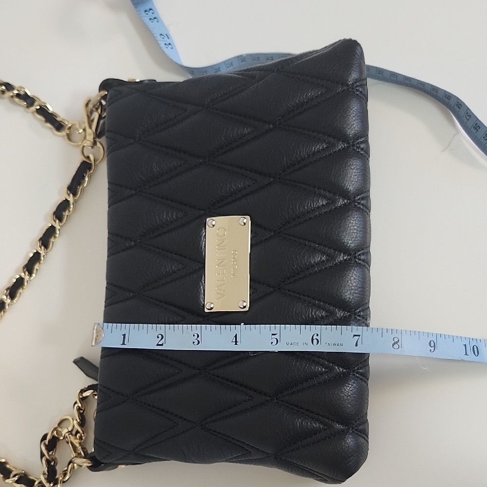 Valentino Black Quilted Leather Shoulder Bag With Removable Chain Straps 10x 7 - Picture 5 of 16